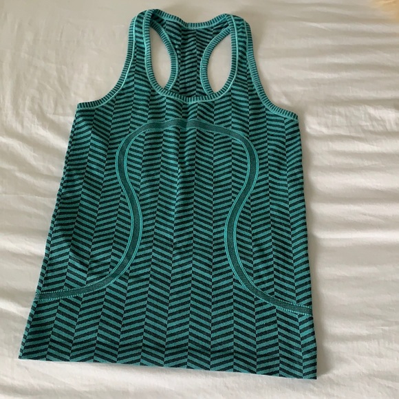 Lululemon Athletica Tops , Chevron Teal Swiftly Tech Racerback - Picture 2 of 5